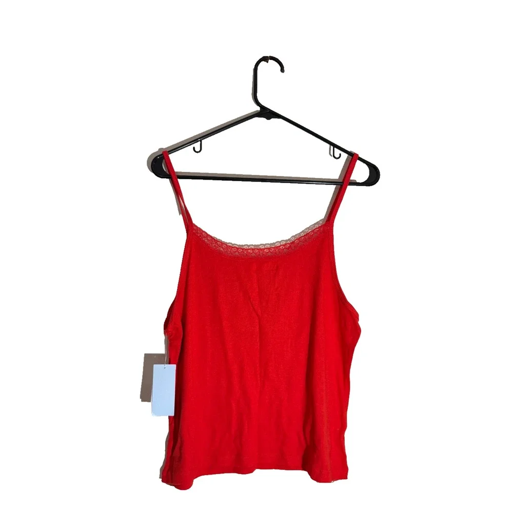 Modern Lux Womens 2X Red Graphic Lace Trim Camisole Tank Top NWT - Picture 3 of 3